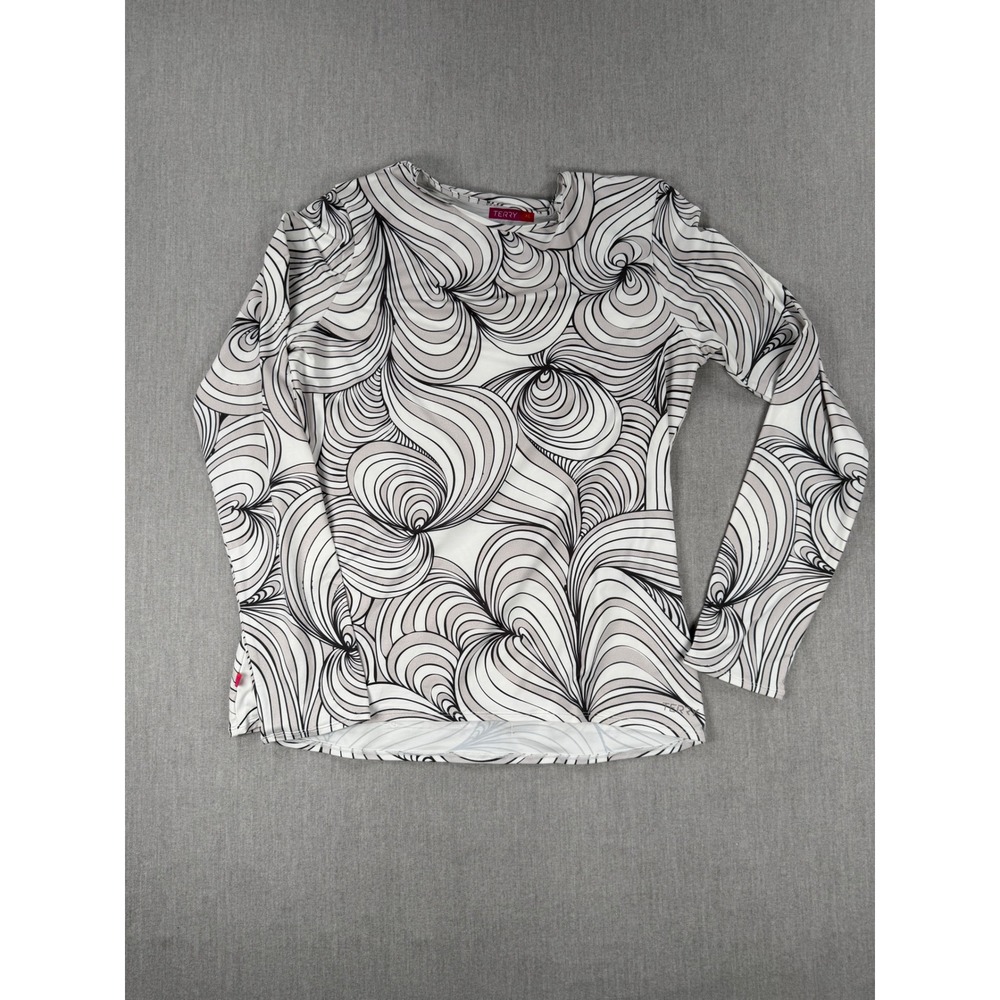 Terry Bicycles Womens XL Cycling Jersey Long Sleeve Abstract Swirl Black White